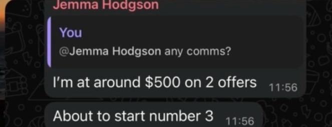 Jemma — $500 across 2 offers, starting a 3rd