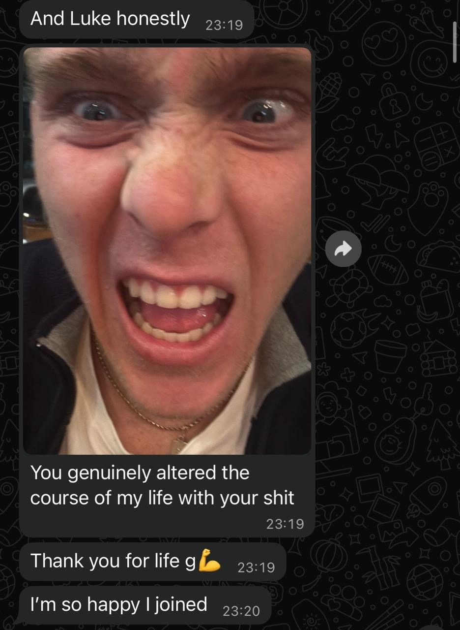 Student testimonial — Luke altered the course of my life