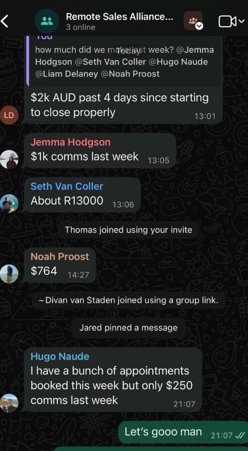 RSA group chat — weekly comms updates from students